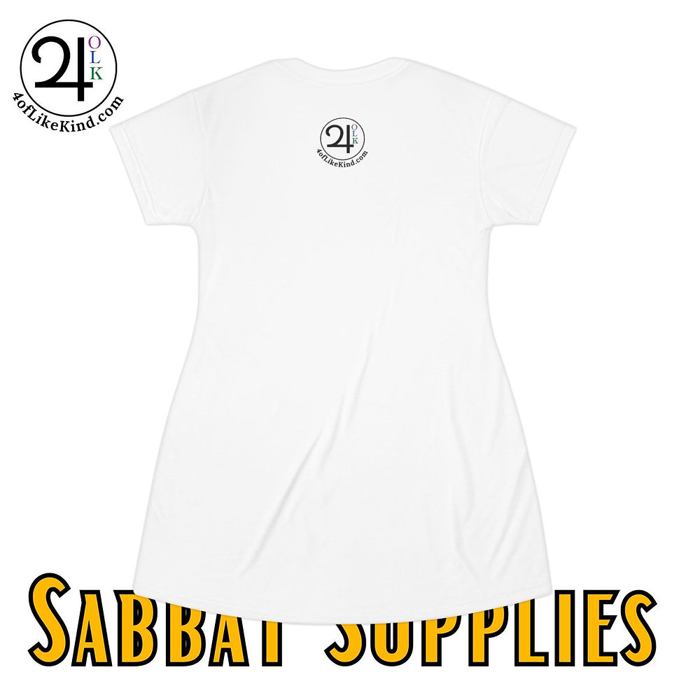Thumbnail: Mabon Fall Equinox - Narrow Oak Leaf- Pagan Fashion T-Shirt Dress