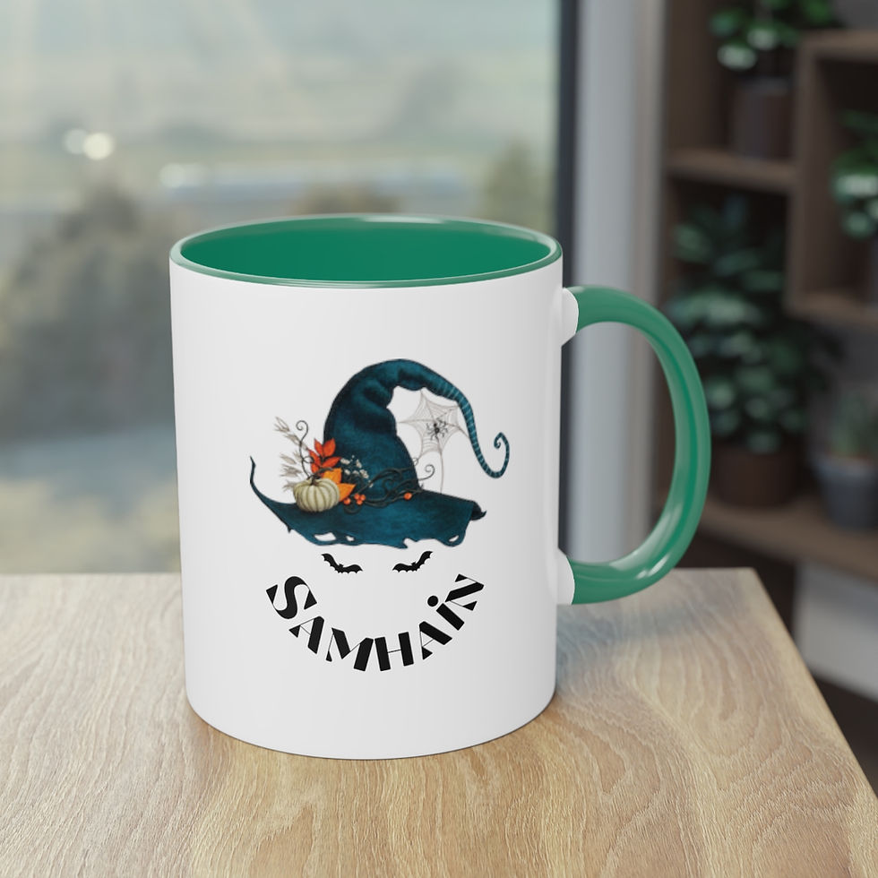 Thumbnail: Bat Hat Samhain - Two-Tone Coffee Mug, 11oz