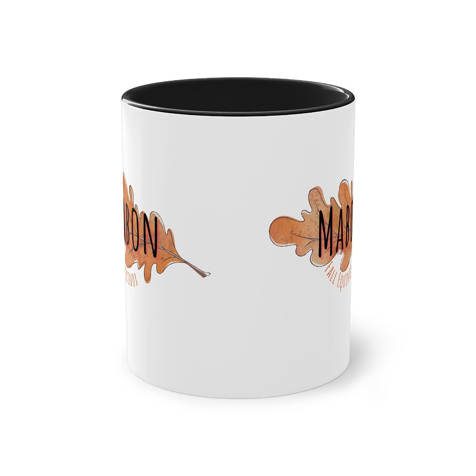 Thumbnail: Mabon Fall Equinox - Narrow Oak Leaf - Two-Tone Pagan Coffee Mug, 11oz