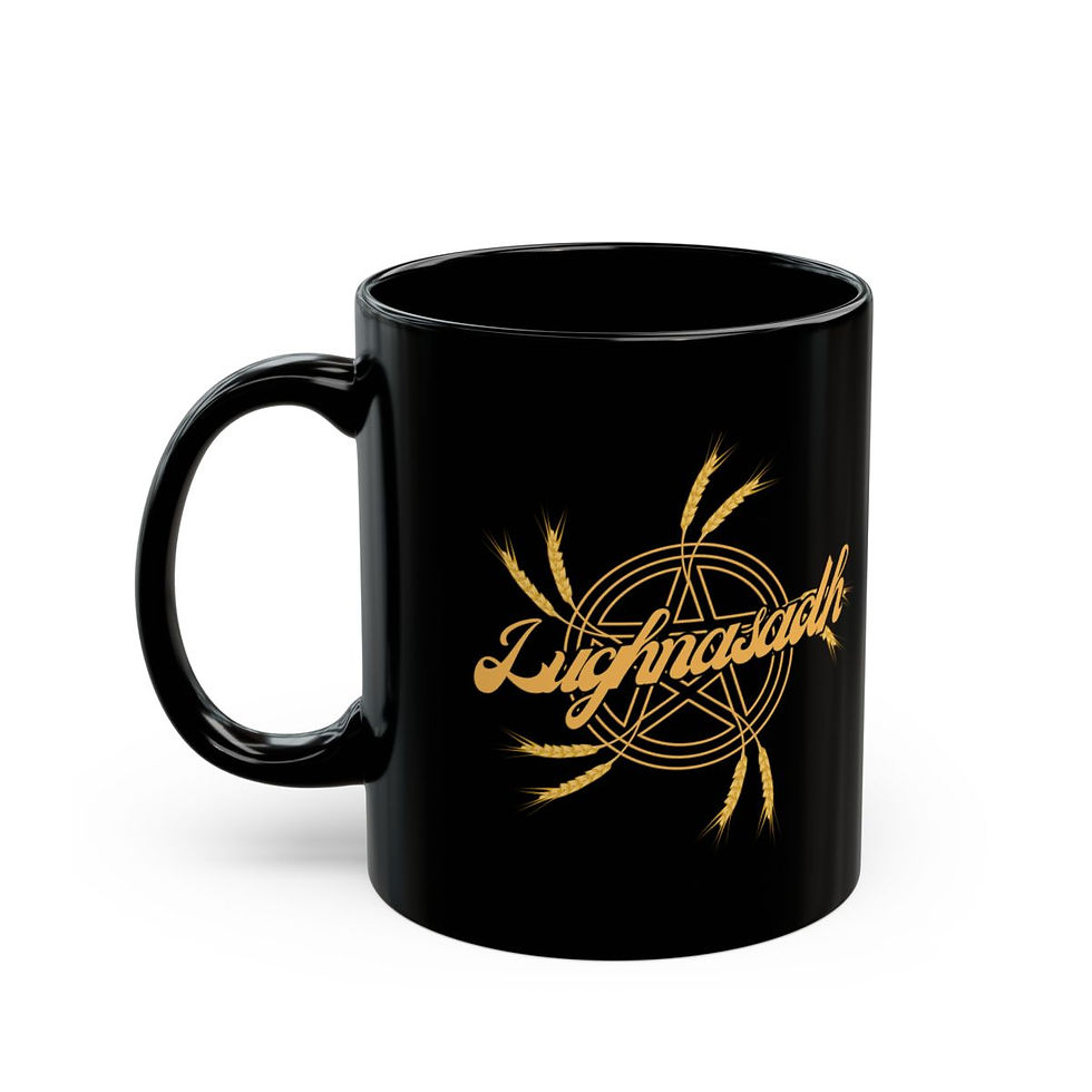 Thumbnail: Lughnasadh Pentacle- Pagan Sabbat Mug - 11oz Black Mug
