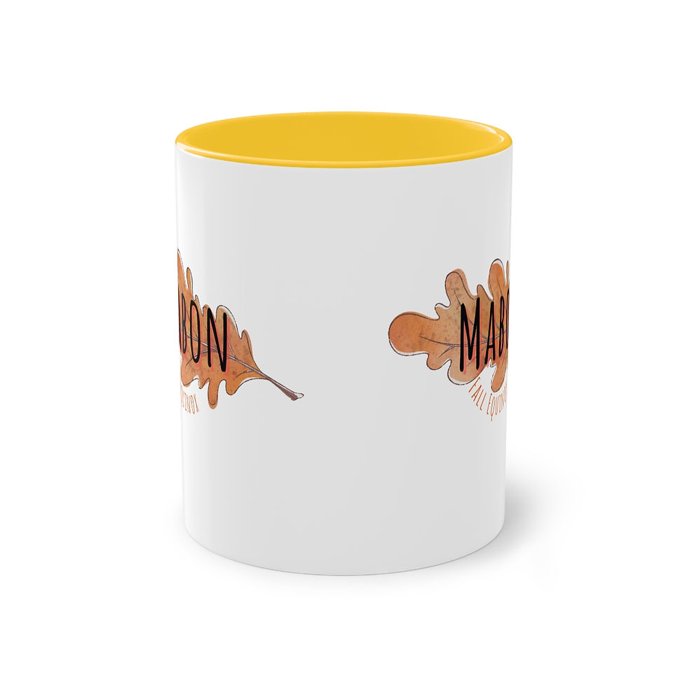 Thumbnail: Mabon Fall Equinox - Narrow Oak Leaf - Two-Tone Pagan Coffee Mug, 11oz