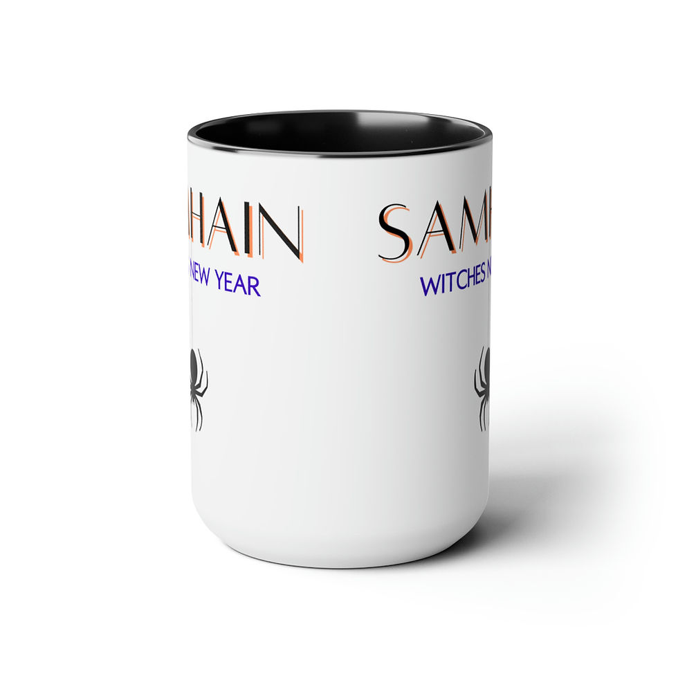 Thumbnail: Samhain Spider Drop - Pagan Sabbat - Two-Tone Coffee Mugs, 15oz