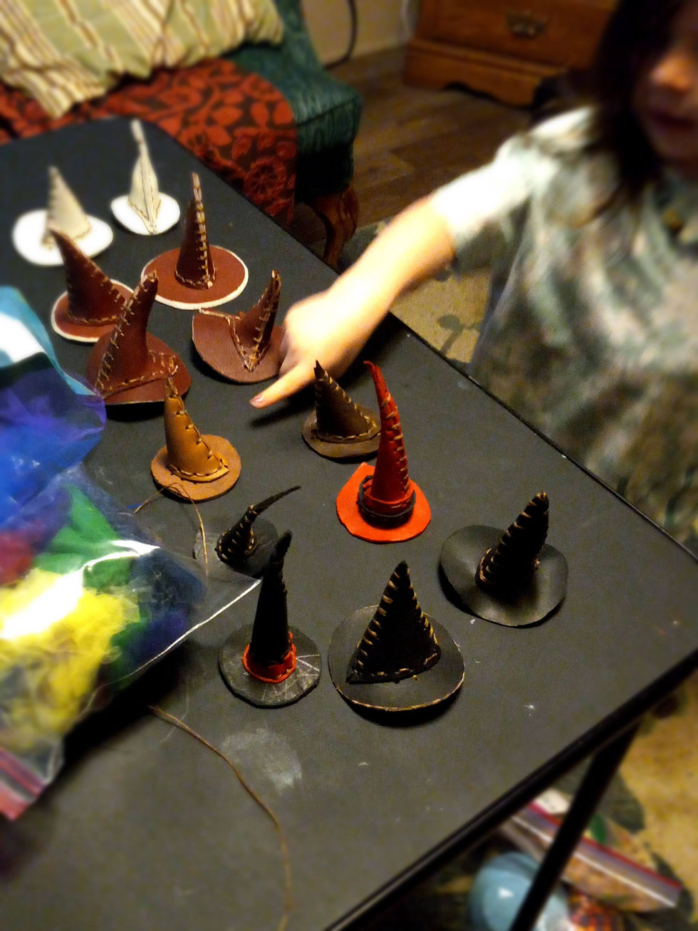 Thumbnail: Mini Leather Witch Hats - Small