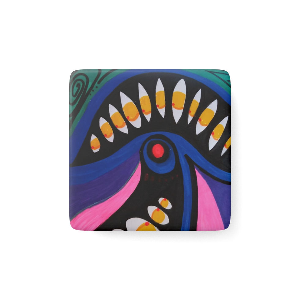 Thumbnail: Eyes Wide Mushroom - Porcelain Magnet, Square