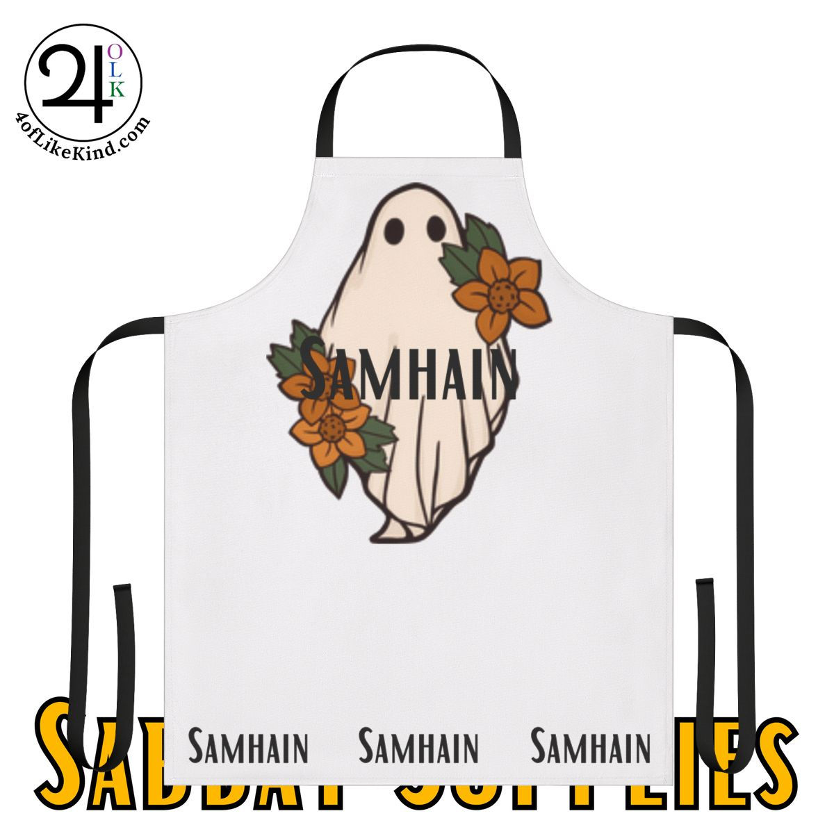 Samhain Ghostie - Halloween Apron - Pagan Sabbat Kitchen Decor