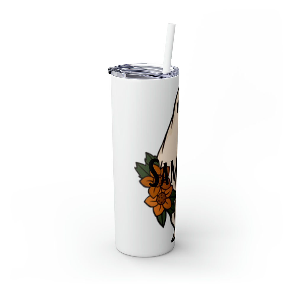 Thumbnail: Samhain Ghostie- Skinny Tumbler with Straw, 20oz