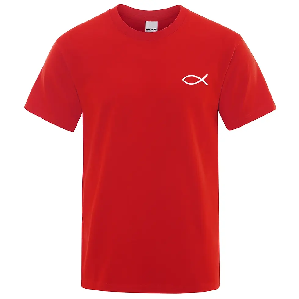 Thumbnail: T-Shirt Short Sleeve Tops Christian Jesus Fish