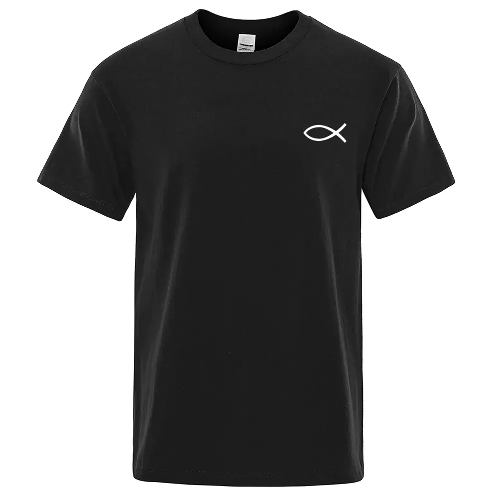 T-Shirt Short Sleeve Tops Christian Jesus Fish