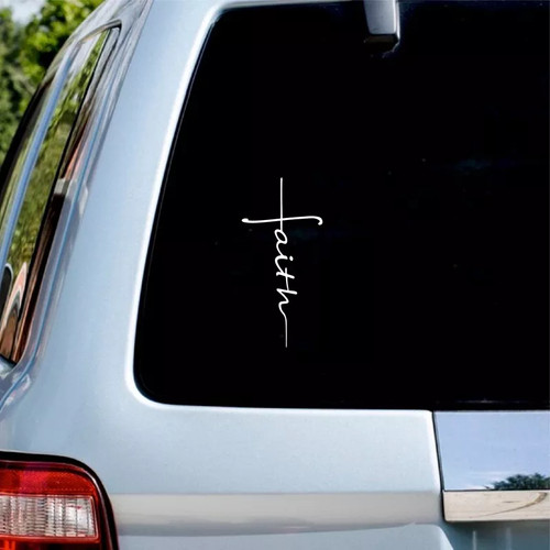 Faith Cross Vinyl Decal – Car, Laptop & Window Sticker | 4given