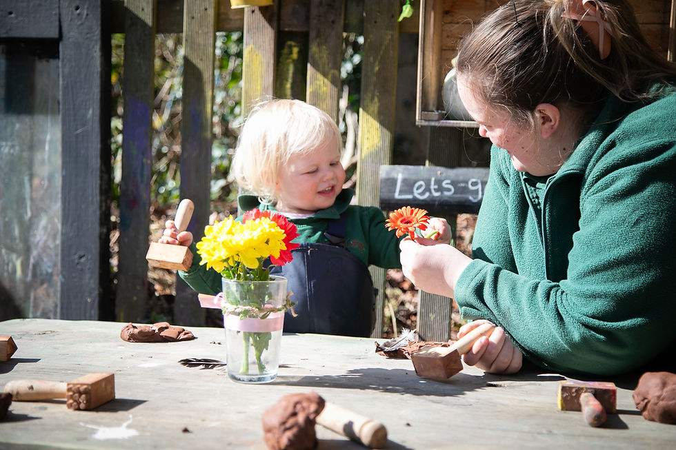 Squirrels creative station smiley clay and flower