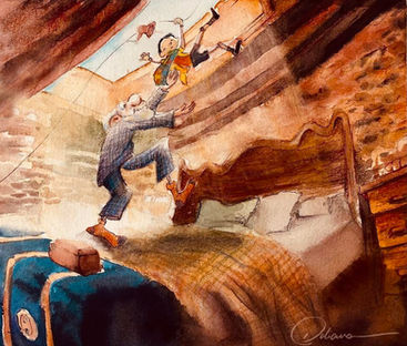 pinoquio pinocchio gepeto children´s book illustration art watercolor 