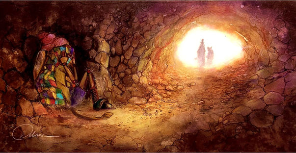 pinóquio pinóquio gepeto livro infantil ilustração arte aquarela caverna