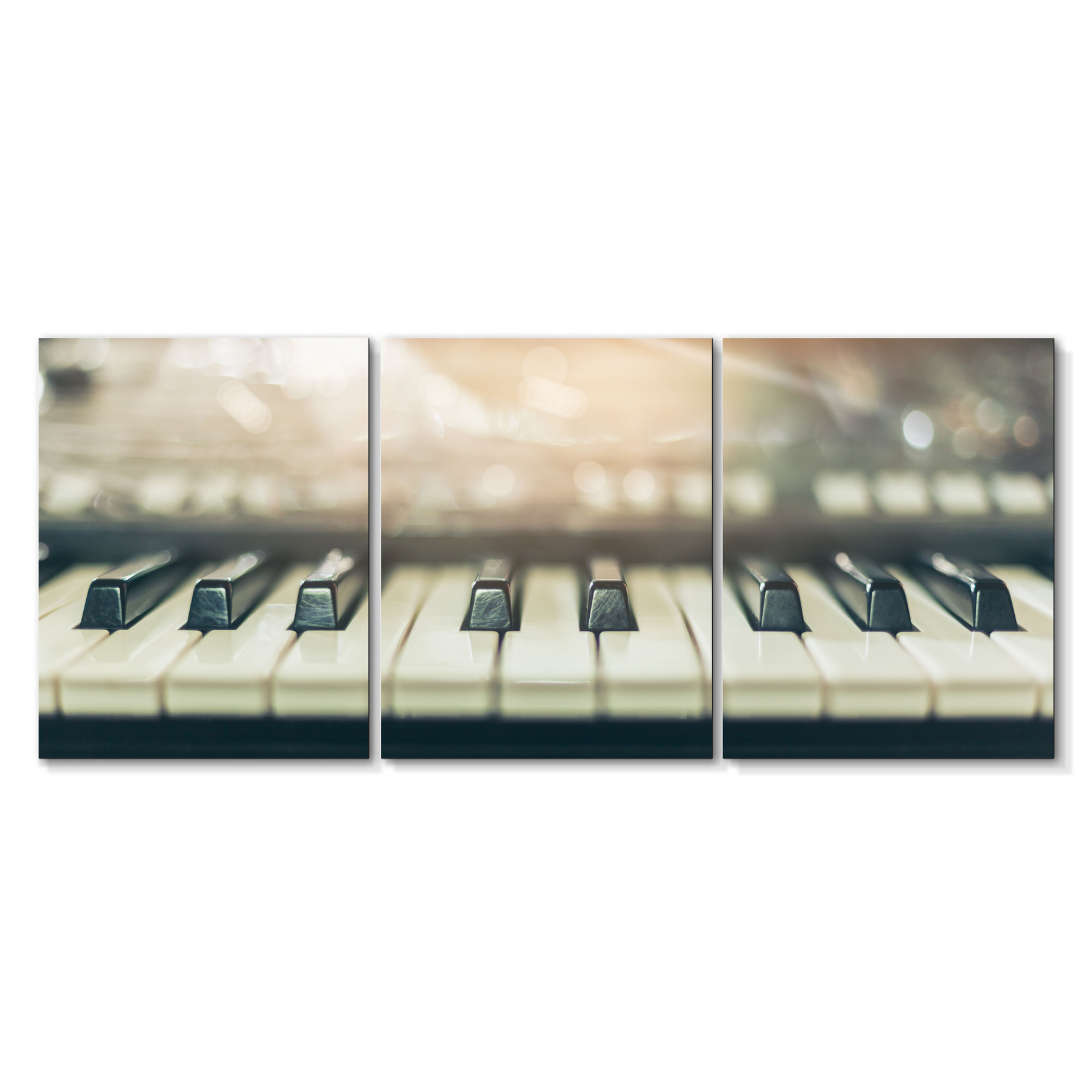 Canvas Wall Art Decor - 16x20 3 Piece Set, 20x48 Total - Piano Keyboard