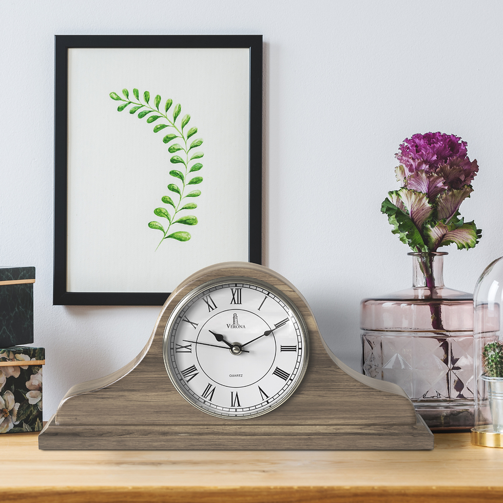 Thumbnail: Mantel Clock, Silent Decorative Wood Desk Clock, Grey Ash Wooden Design 15"x7.5"