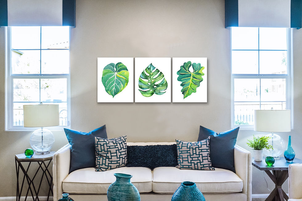 Thumbnail: Canvas Wall Art Decor - 16x20 3 Piece Set, 20x48 Total - Green Plant
