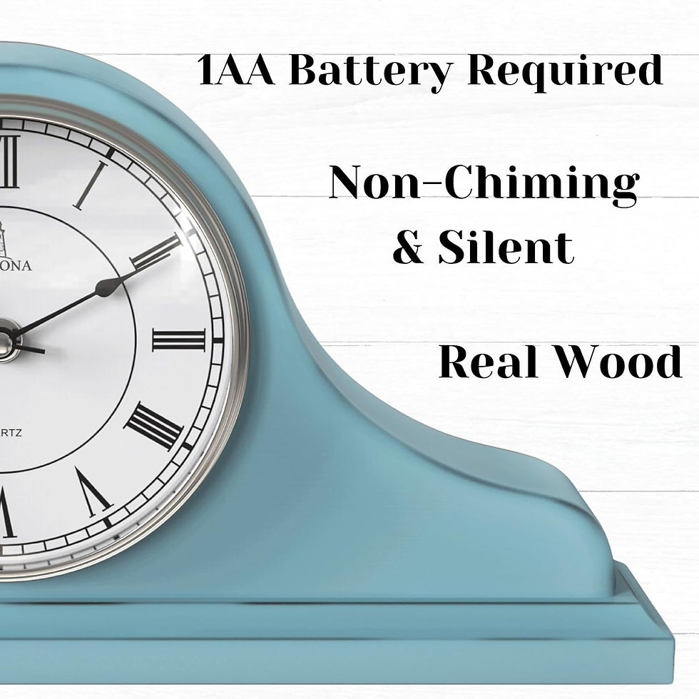 Thumbnail: Mantel Clock, Silent Decorative Wood Desk Clock, Teal Wooden Design 15"