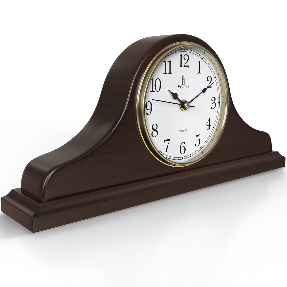Thumbnail: Mantel Clock, Silent Decorative Wood Desk Clock, Dark Wooden Design 15"x7.5"