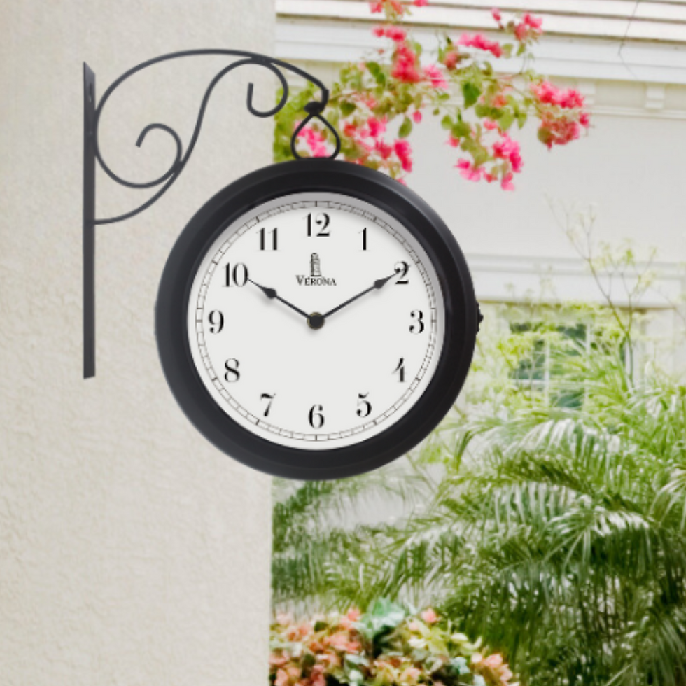 Thumbnail: Metal Double Sided Wall Clock 10" - Decorative Indoor Outdoor Double Sided Clock