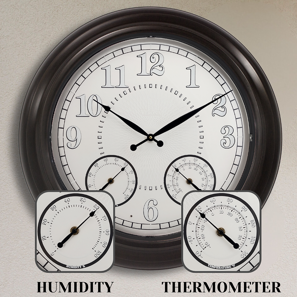 Thumbnail: 24 inch Illuminated Outdoor Clock for Patio, Waterproof with Thermometer - Large