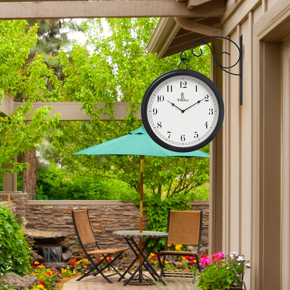 Thumbnail: Large Metal Double Sided Wall Clock 13.4" - Decorative Indoor Outdoor Clock