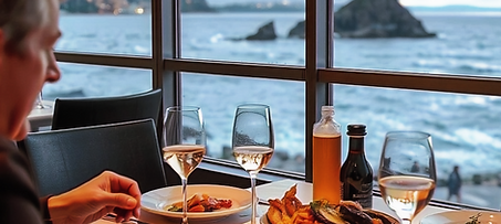 dining and enjoying fine seafood at a r