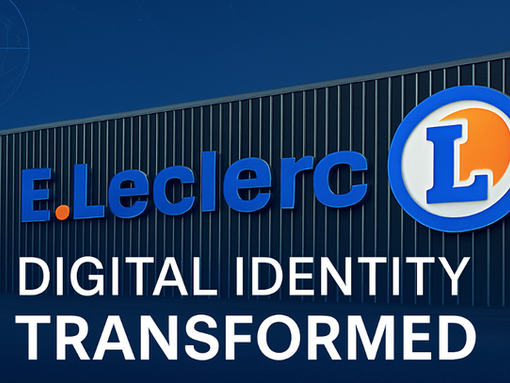 Photo of E.Leclerc storefront in France, used in a case study about the retail brand’s switch to a custom .leclerc DotBrand top-level domain.