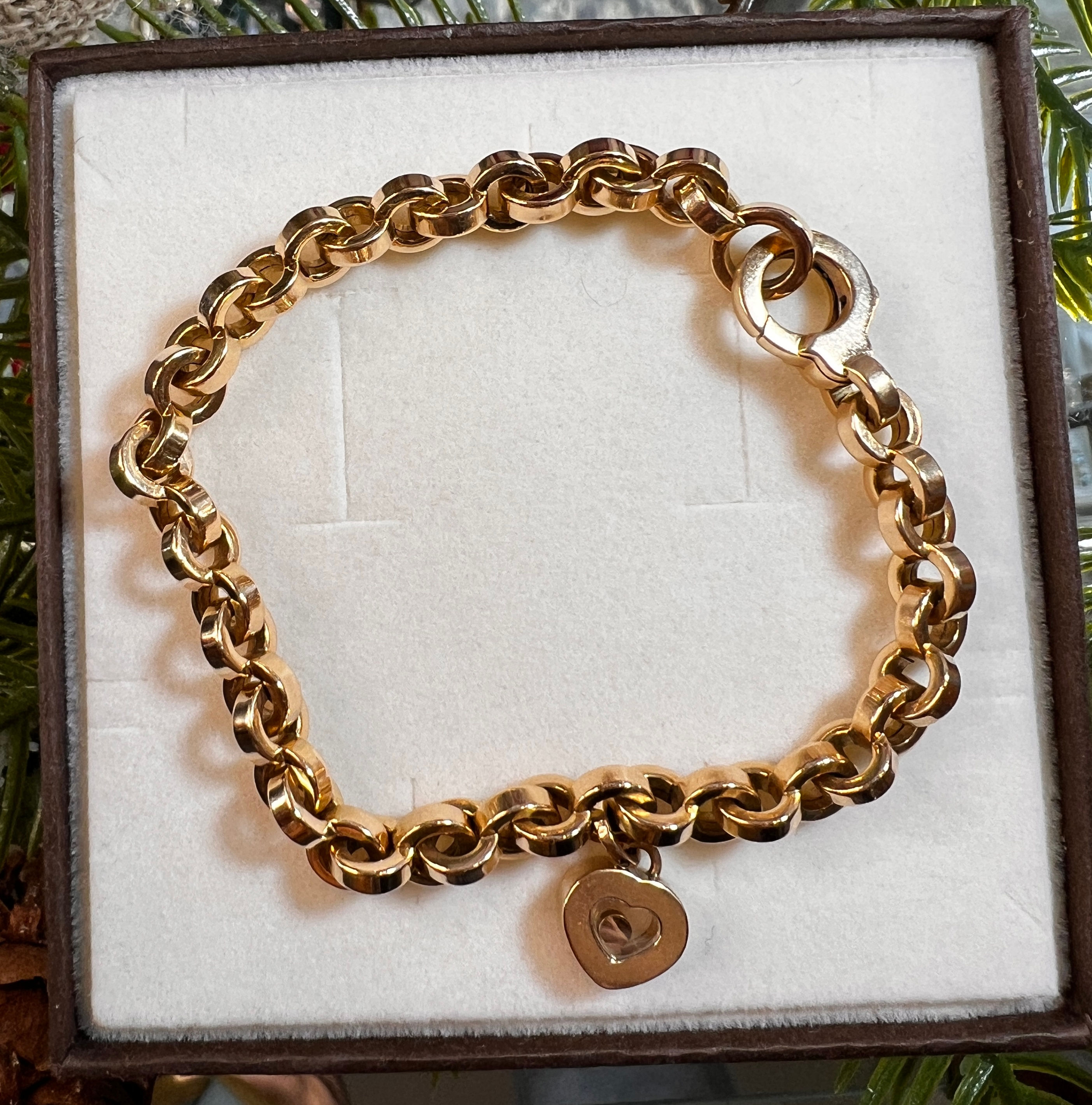 Złota bransoleta Chopard Happy Diamonds 750 z ruchomym diamentem w zawieszce serce – DejaVu Arte