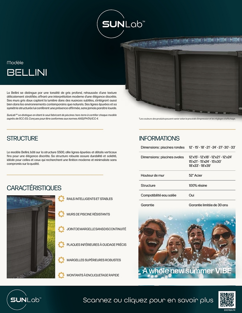 Brochure de piscine hors terre Bellini
