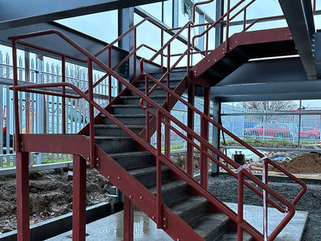 Fabricated steel staircase and landing.