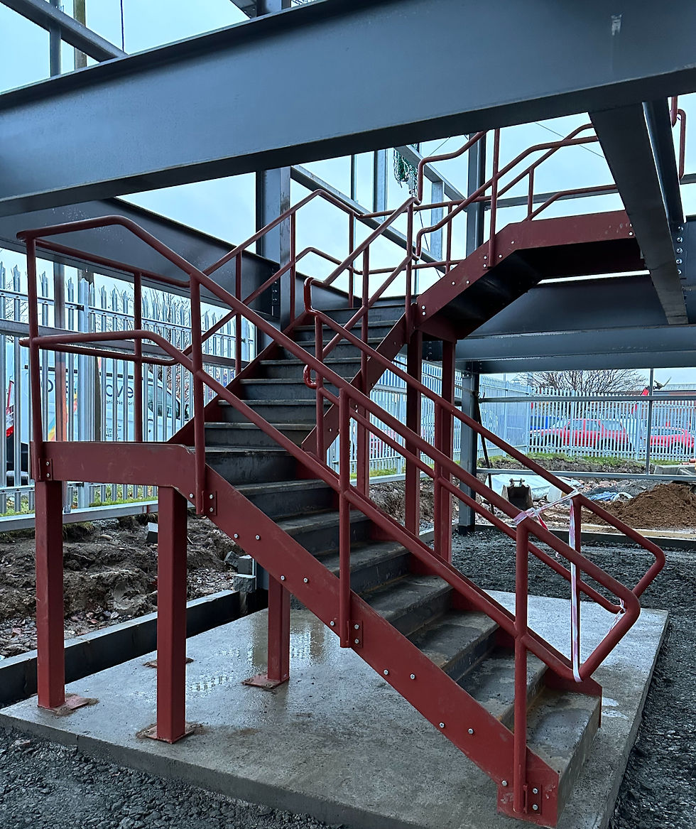 Fabricated steel staircase and landing.