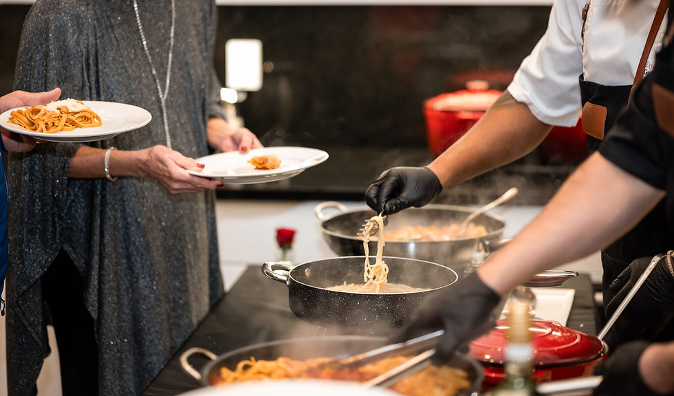 pasta bar at Christmas party in Naples Florida