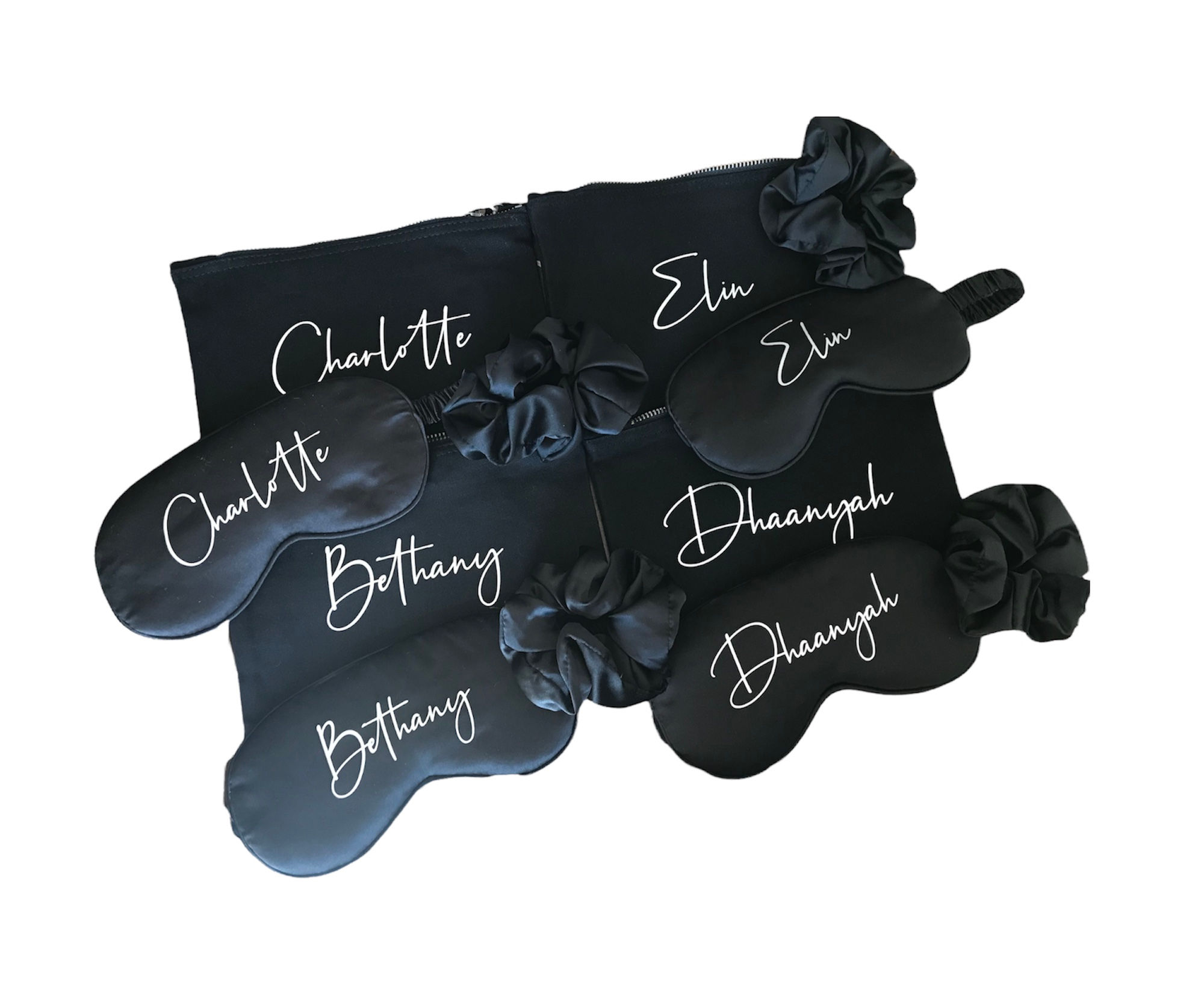 Beauty set | Make up bag | Luxury Satin Eye Mask | Matching Scrunchie | Letter b