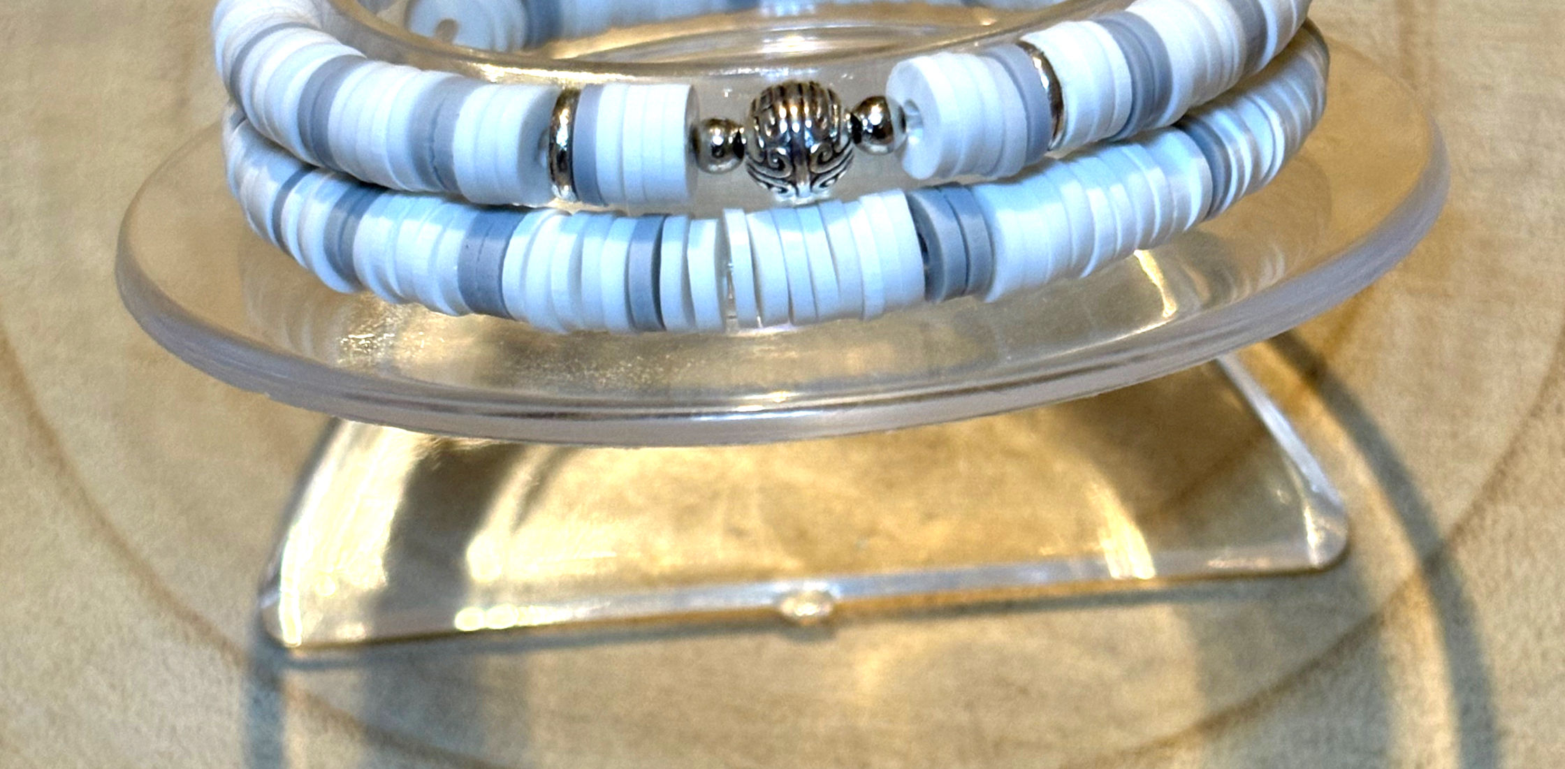 Elasticated handmade clay bead elasticated bracelets