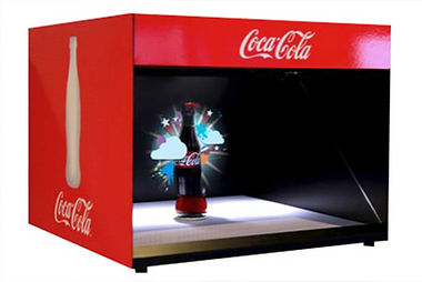 Holographic display with coca cola bottle inside