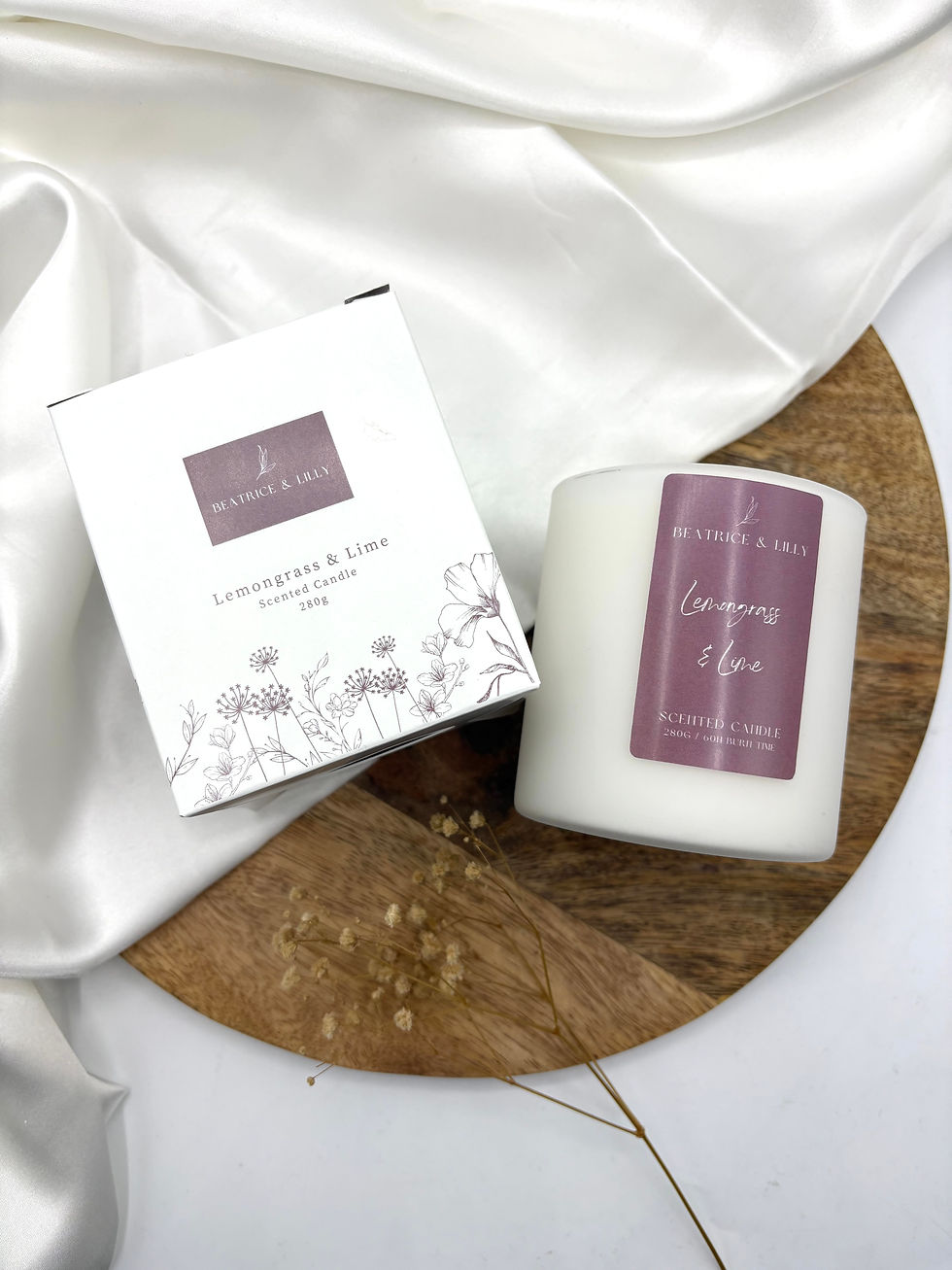 lemongrass & lime luxury scented candle and gift box