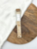 Jasmine & Sandalwood botanical bath salts in a glass test tube with cork lid