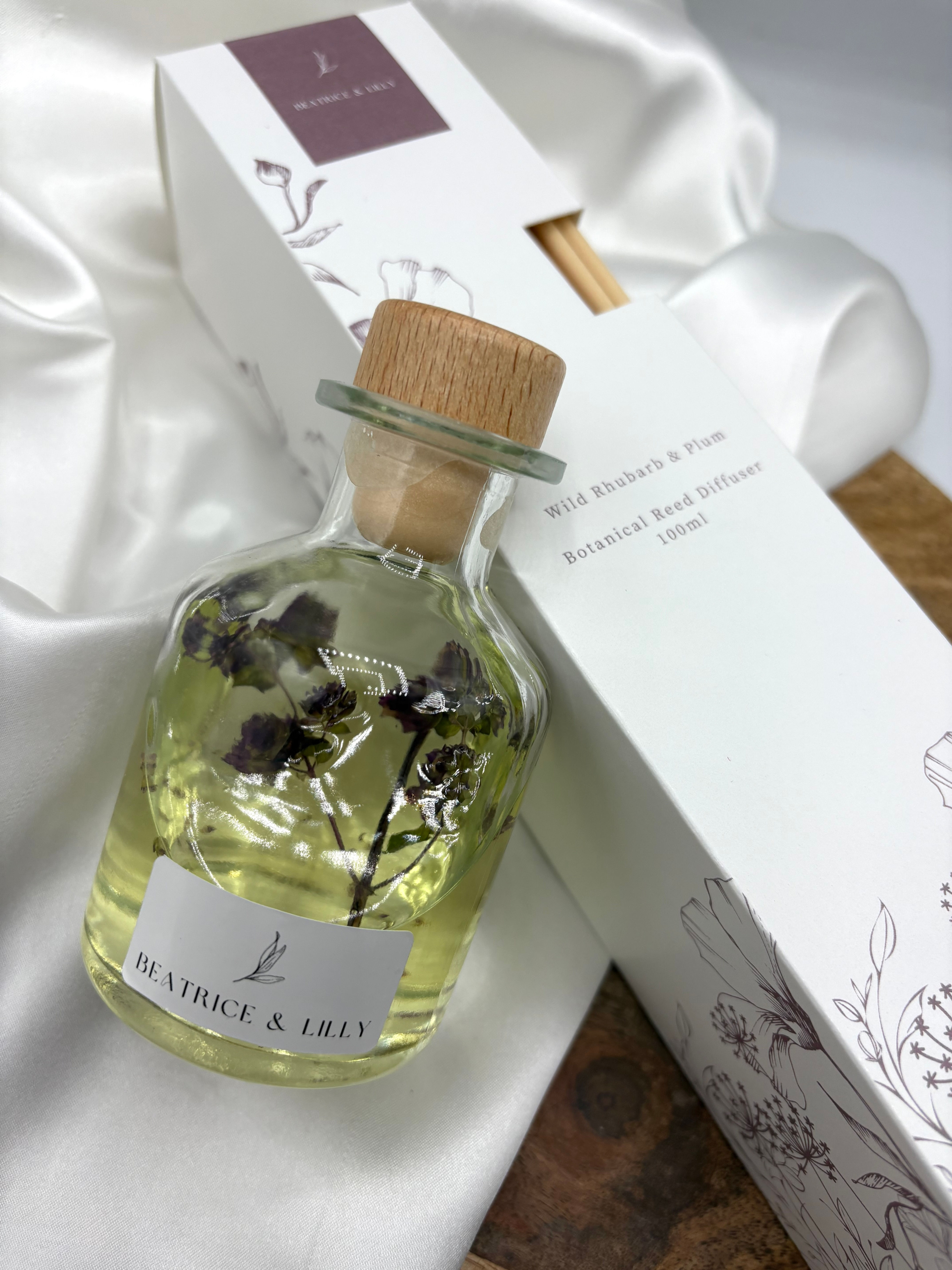 Wild Rhubarb & Plum Botanical Reed Diffuser with luxury gift box, 100mls