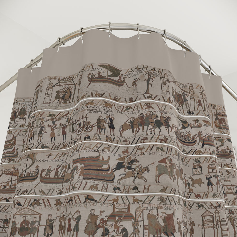 Thumbnail: Bayeux Tapestry Norman Invasion Shower Curtain | Historical Medieval Decor