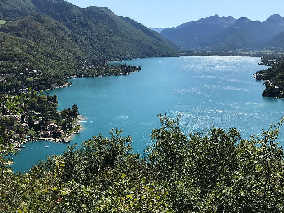 Talloires harbour (left) as seen from Roc de Chère.