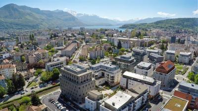 Overhead view of new builds, Pringy, Annecy.