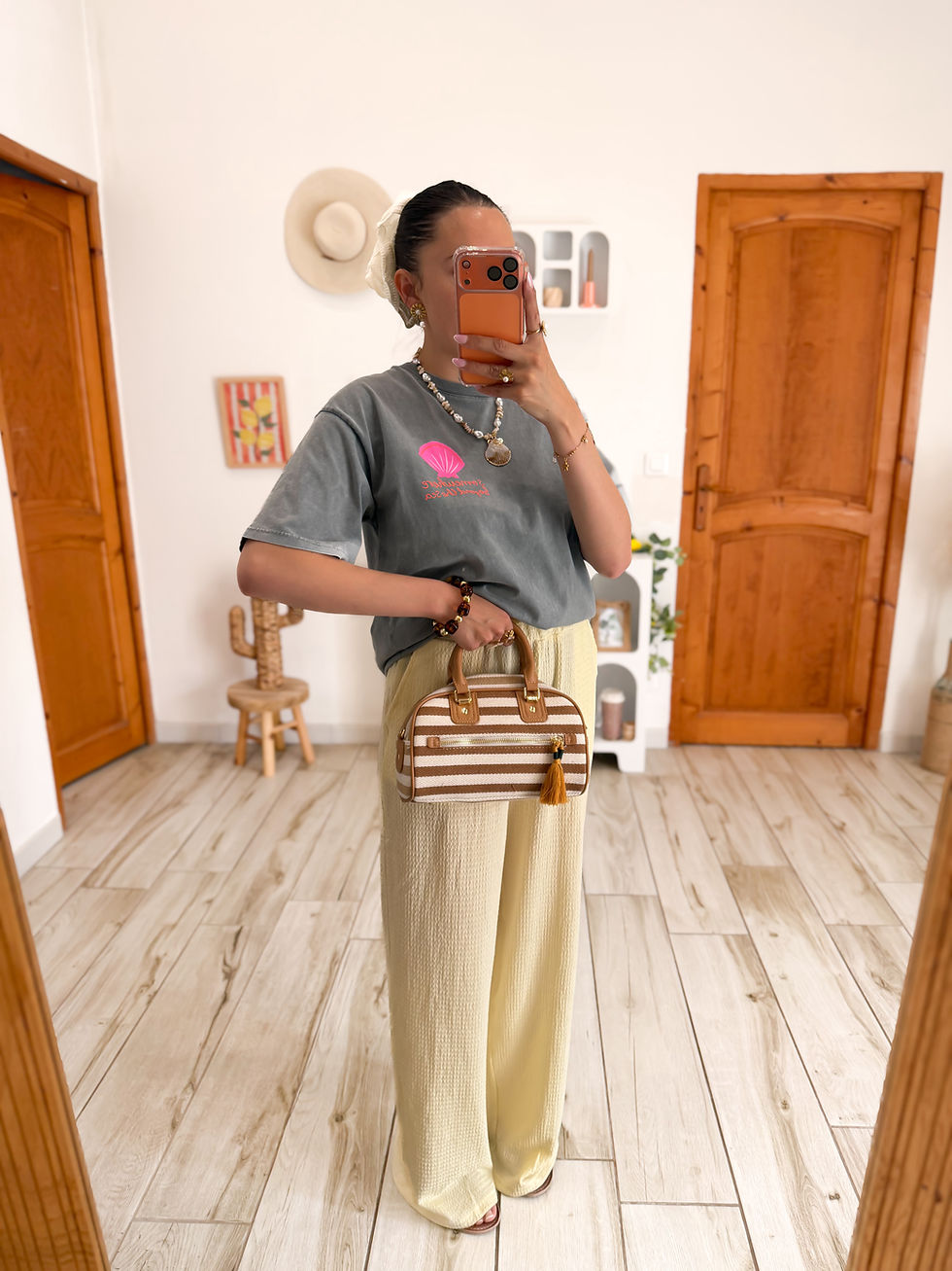 Miniatura: Pantalon jaune gaufres 