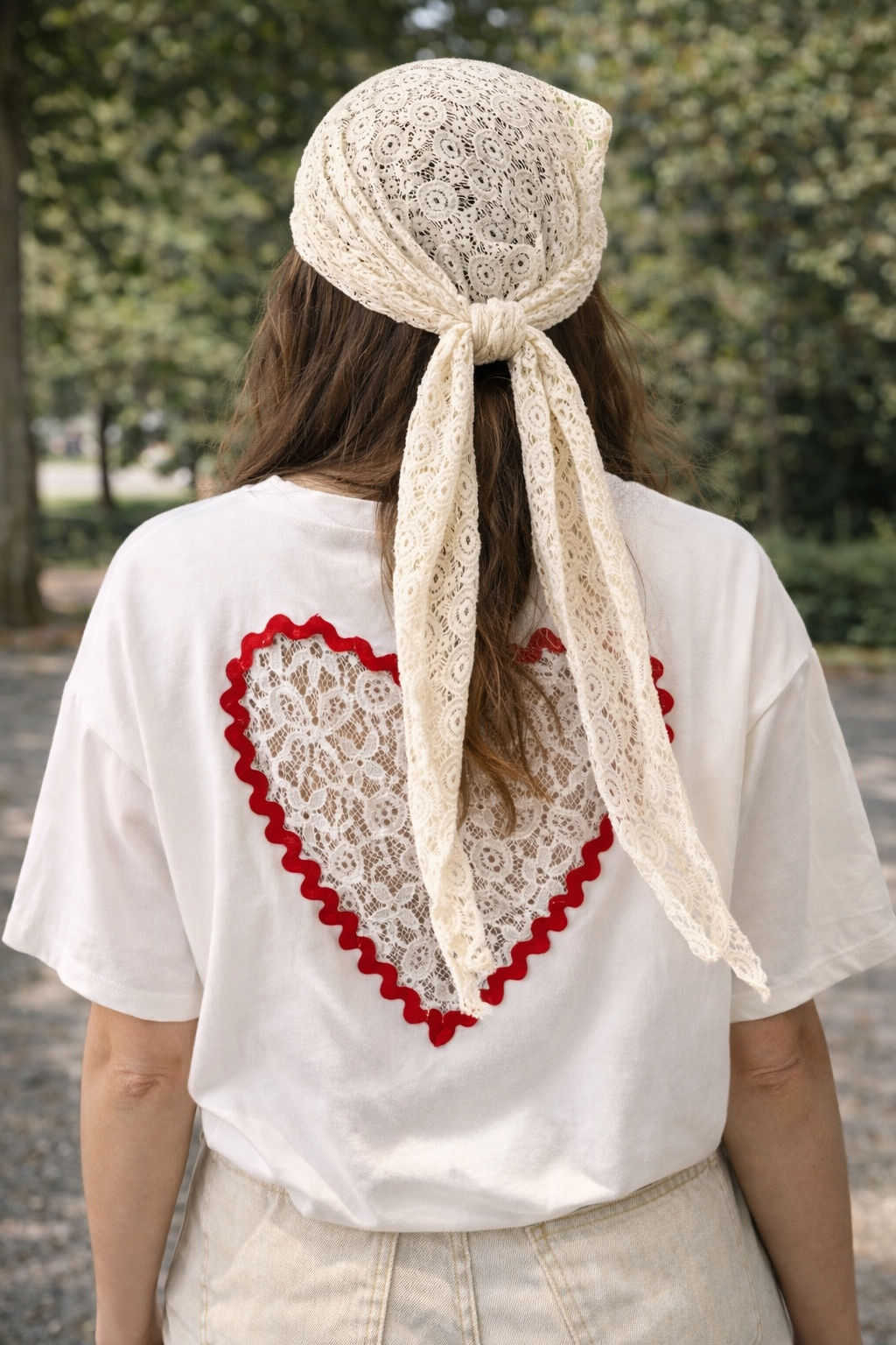 Foulard dentelle écru