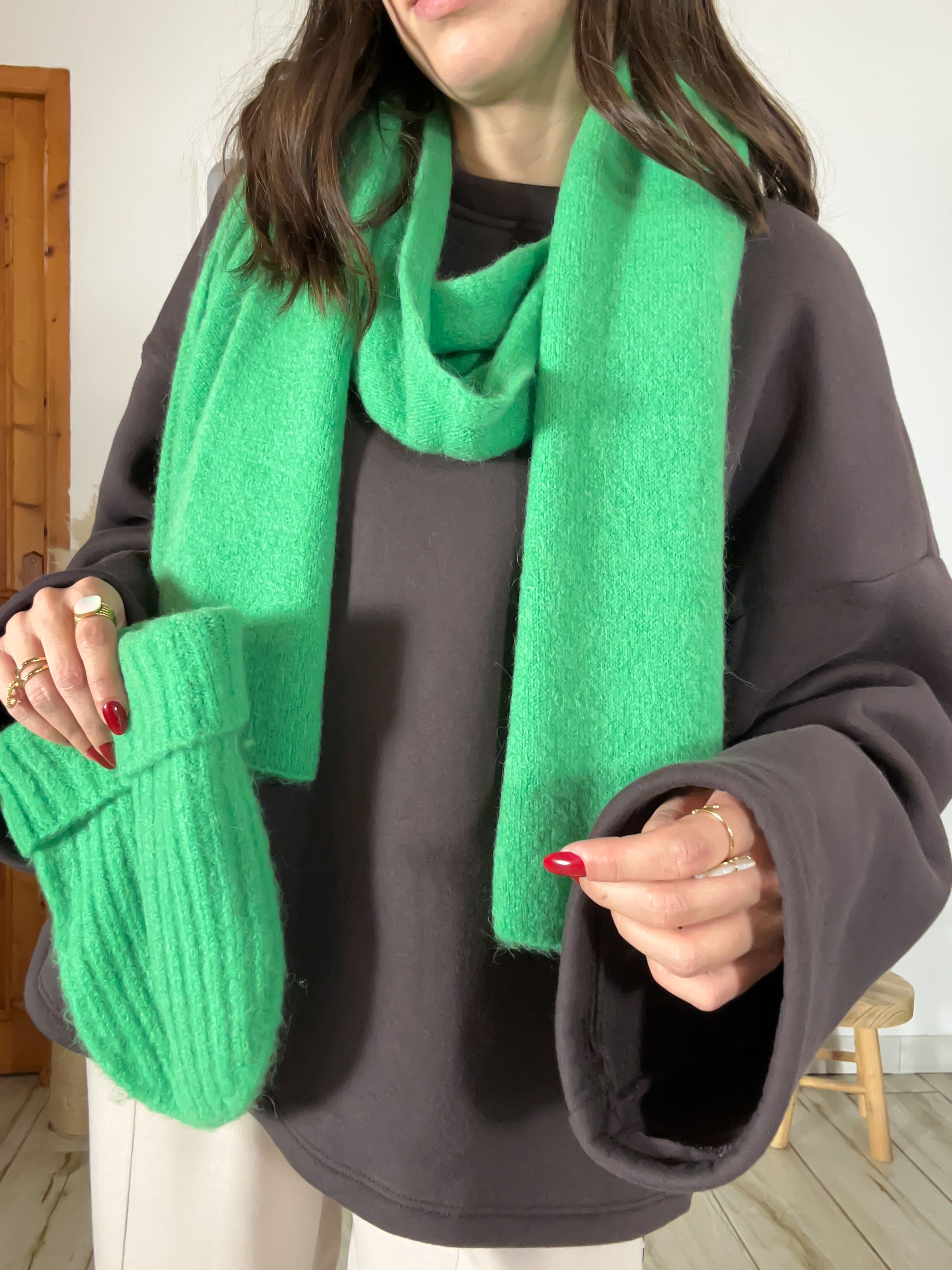 BONNET + ÉCHARPE VERT