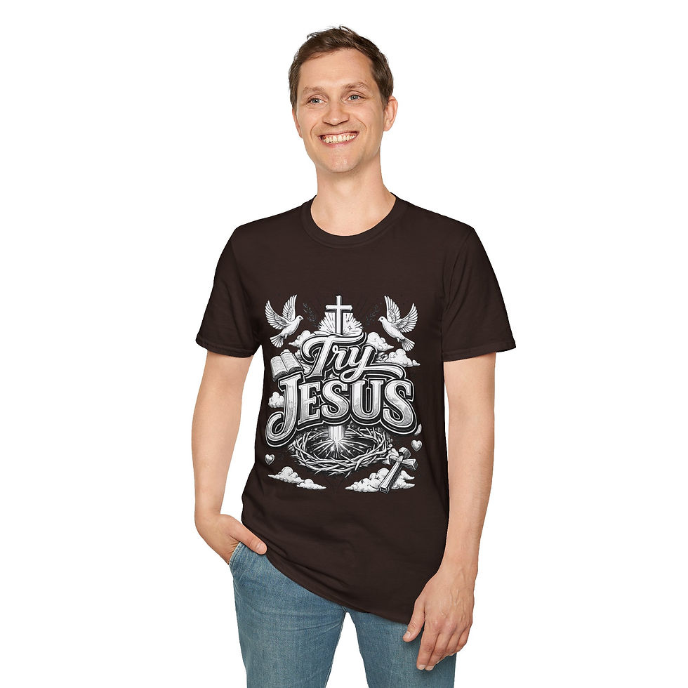 Thumbnail: Unisex Try Jesus T-Shirt — Cross & Doves