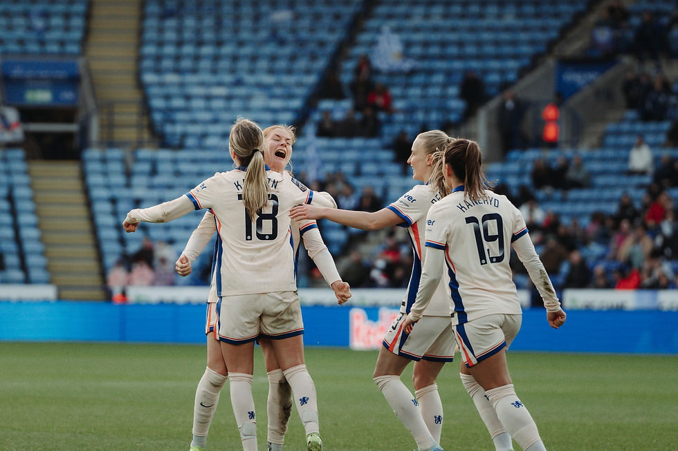 Chelsea celebrating Credit: Charlie Burrell for Constancy Sport