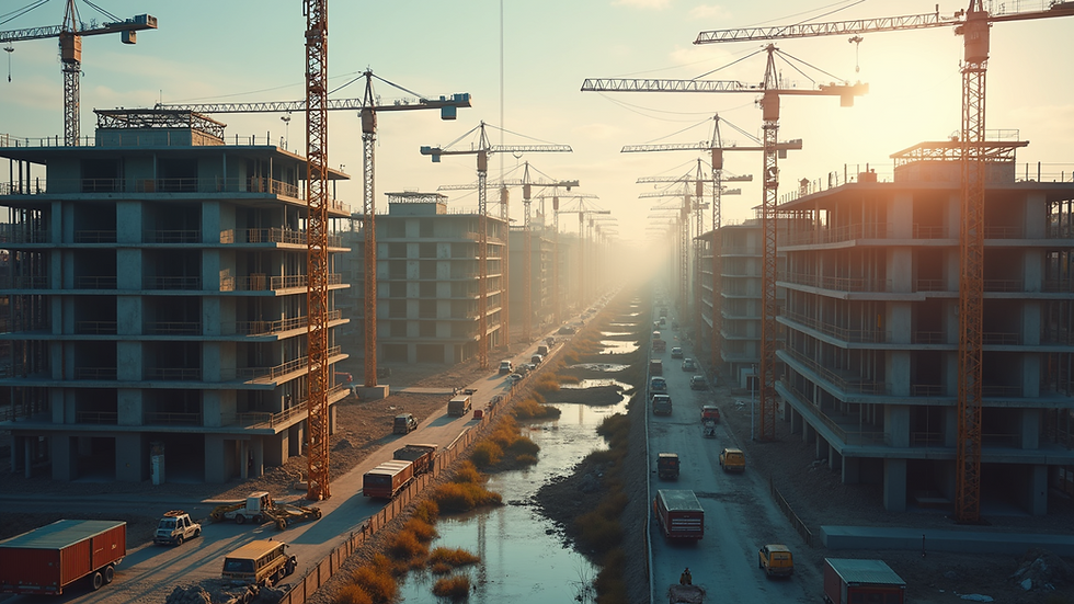 High angle view of a bustling construction site