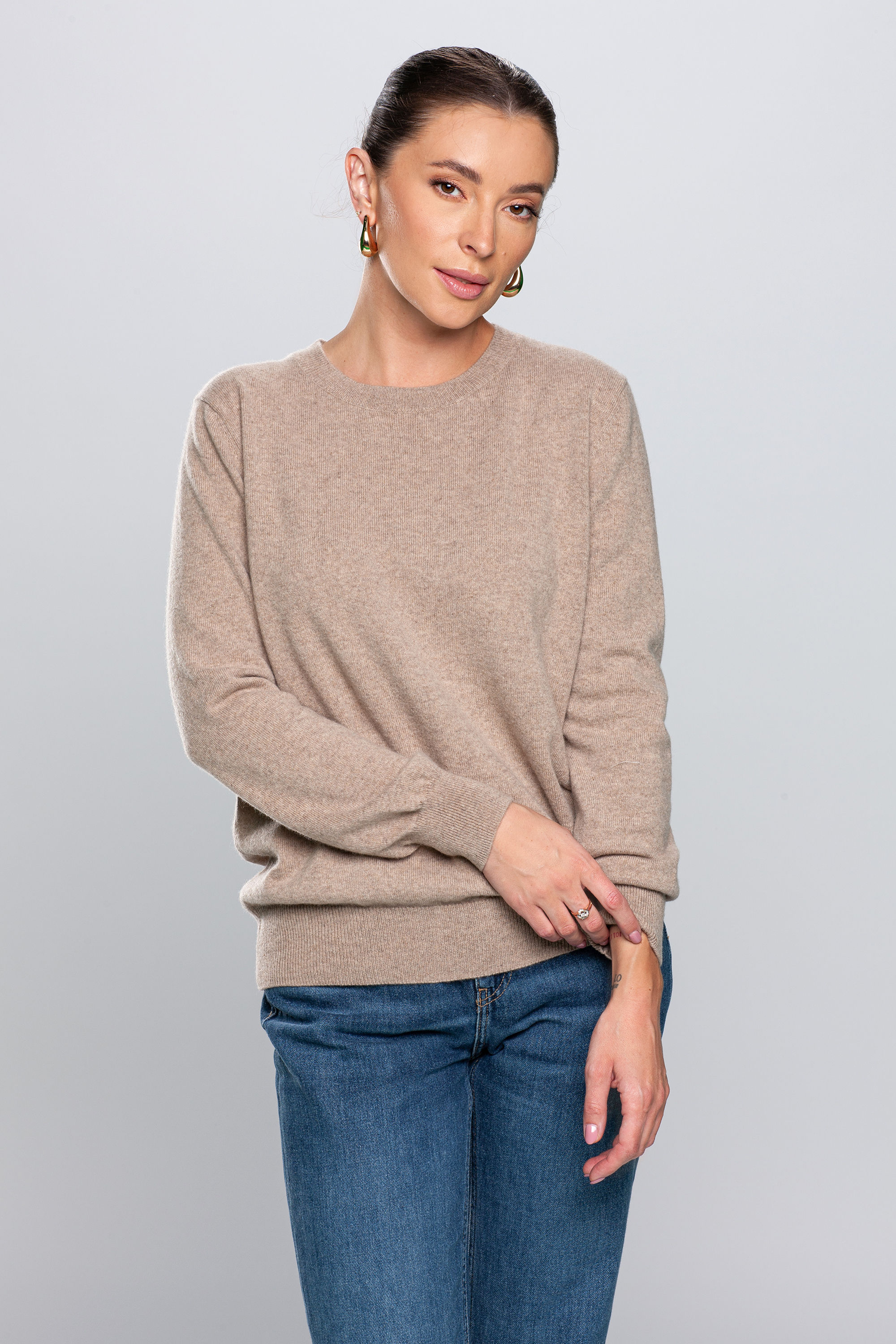 unisex kasmyro merino megztinis rudas