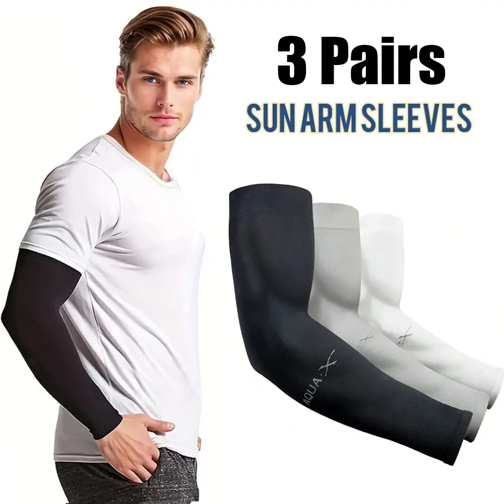 3Pairs Fashion Sun Ice Silk Sleeves Unisex Summer Sun Protection Arm Sleeves Sui