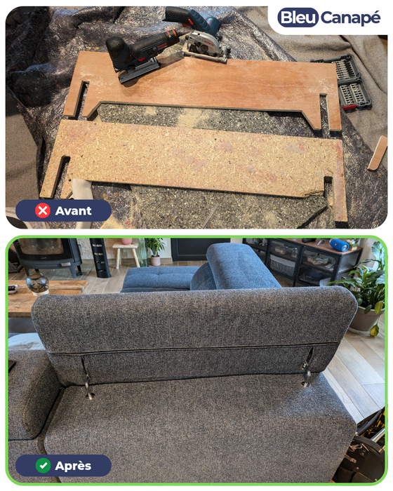 Réparation de boiserie de têtière de canapé à Angers et Maine et Loire – Bleu Canapé