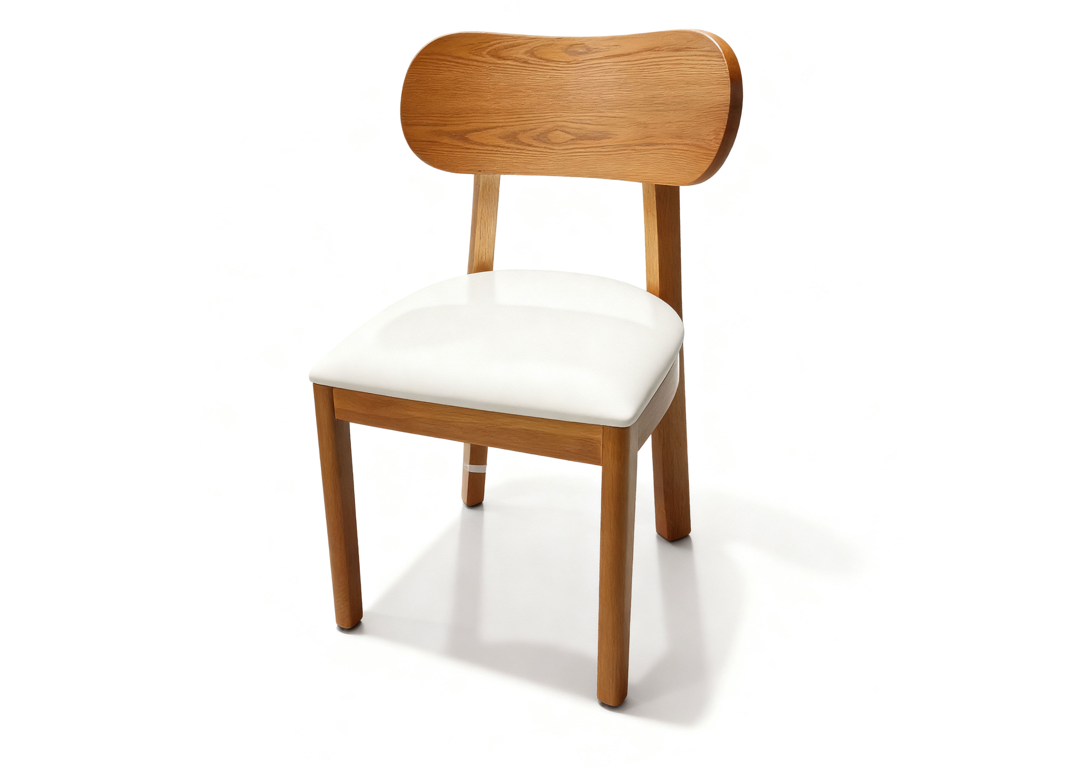 Leather White Cushion Wooden Chair